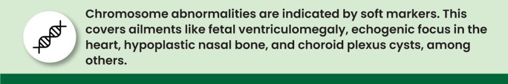 Chromosome abnormalities are indicated by soft markers.